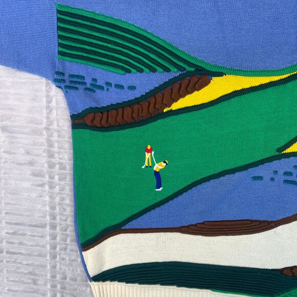 VTG Mac Divots Golf Canada 3D Knitted Cosby Coogi Golfling Style 90s Sweater XL - Picture 6 of 13